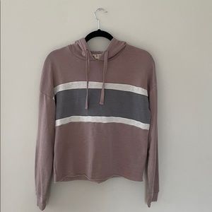 Dusty rose striped hoodie.